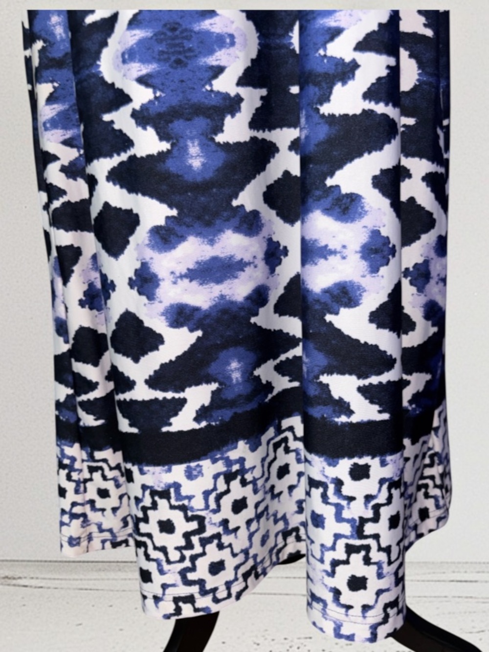Ninety Blue, Black & White Abstract Print Maxi Dress, P2P:18-19.5”, L:57” - Picture 4 of 12